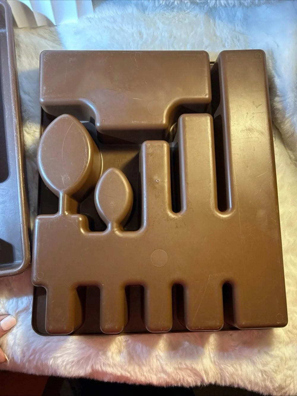 Lot 2 VTG RUBBERMAID #2922 &2921 SILVERWARE DRAWER ORGANIZER UTENSIL TRAY Brown